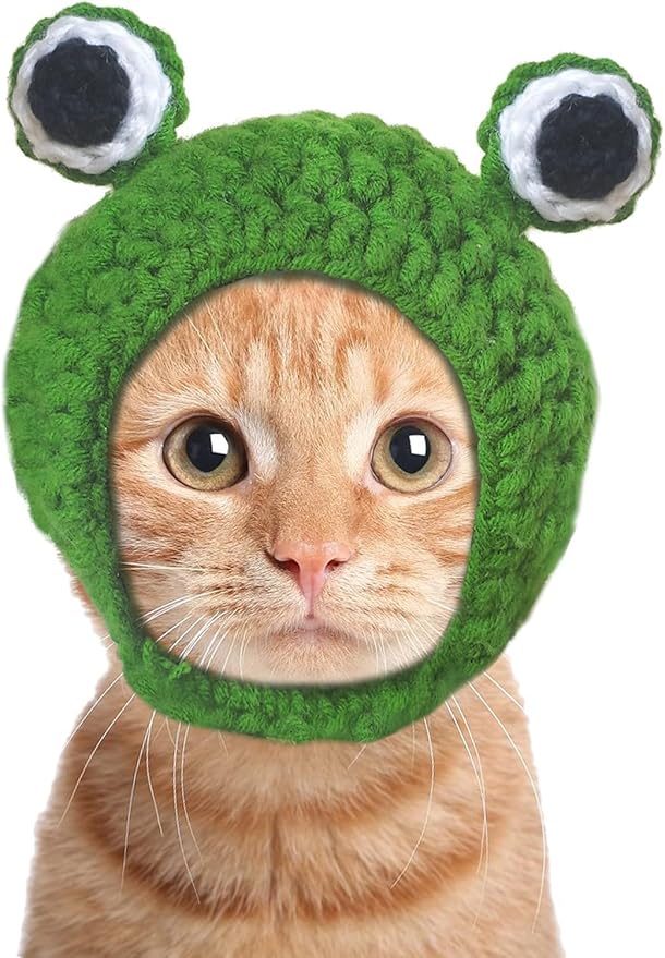 5 Pcs Cat Costume Hats - Banana Frog Lion Bunny Brown Bear Headwear for Cats, Kitten Puppy Party Easter Costume Accessory Headwear(Adjustable Breathable Design)