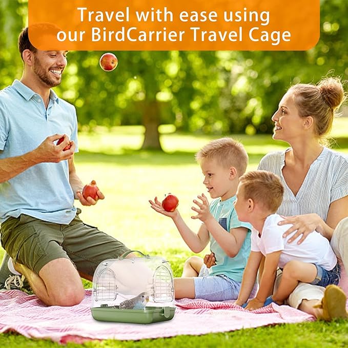 Bird Carrier Backpack, Portable Transparent Pet Bag, Breathable Travel Carrier with Removable Perch, Cockatiel Conure Parakeet Transport Cage for Outdoor Trips, Small Bird Travel Accessories