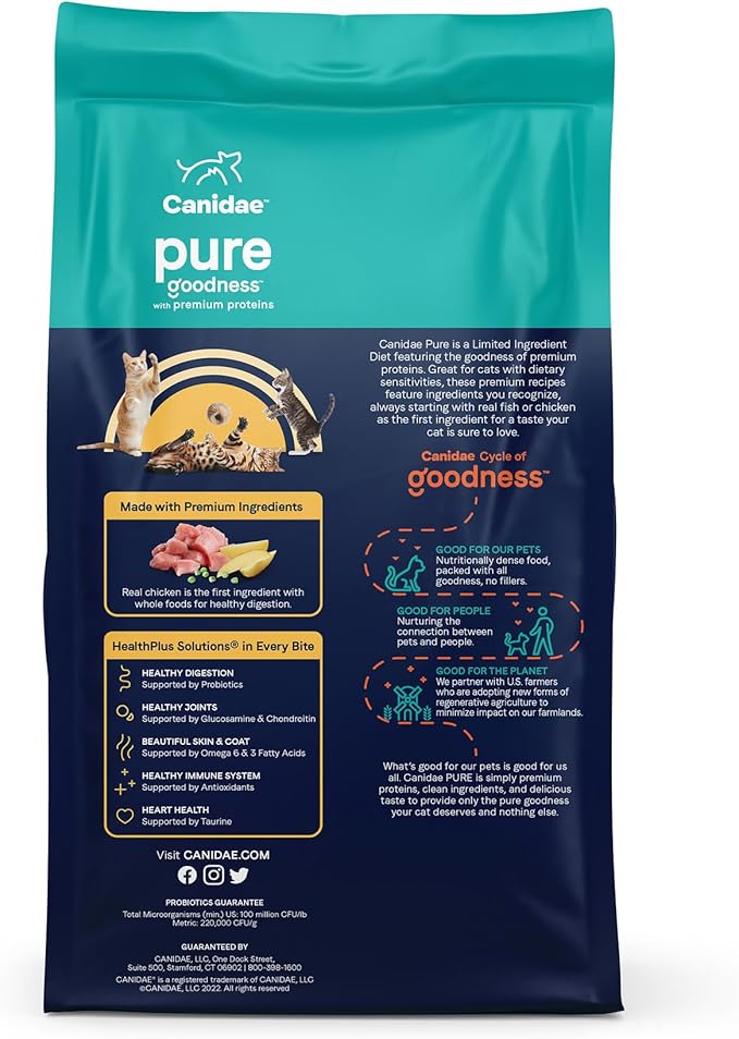 Canidae Pure Limited Ingredient Premium Dry Cat Food, Real Chicken Recipe, 10 lbs, Grain Free