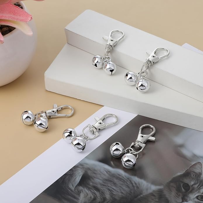 5 Pcs Bells For Dog Collars, Silver Cat Bells Dog Training Bell Loud, Dogs Tag Clip Jewelry Pet Pendant Accessories for Pet Cat Dogs Necklace Collar