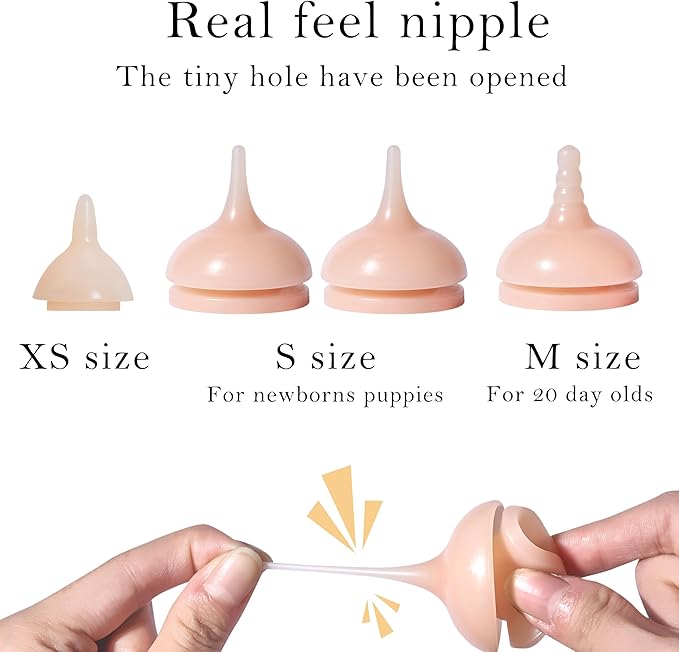 Puppy Feeder Bottle, Silicone Feeding Nipple and Syringes for All Breed of Puppies and Other Animals Dongdong pet