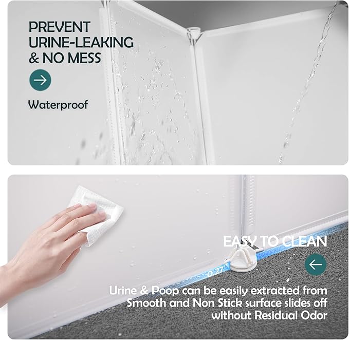 MEEXPAWS Cat Litter Box Enclosure Splash Guard Large L19×W19×H20 inch, Light Weight Plastic Sheets with Cat Litter Mat Easy Clean (White)