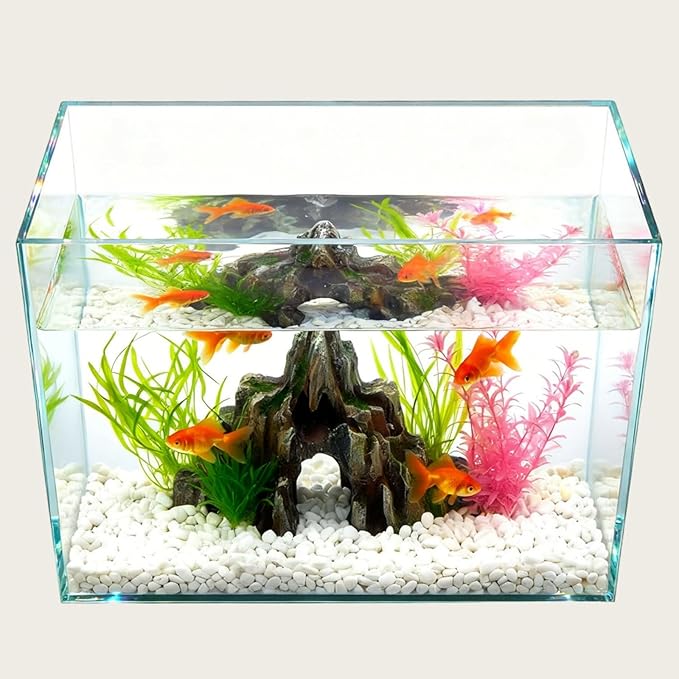 3 Gallon Glass Fish Tank, Small Betta Fish Aquarium, Ultra Clear Rectangular Glass Bowl for Shrimp, Mini Desktop Aquatic Planting Cube for Goldfish Snails, Easy to Clean