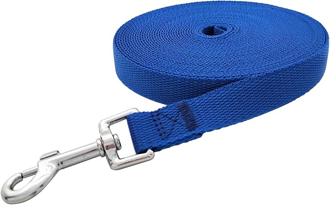 Nylon Training Dog Leash for Small Medium Large Dogs, 15ft 20ft 30ft 50ft Long Leash Dog/Puppy Lead for Obedience Recall Training, Camping (50ft, Blue)