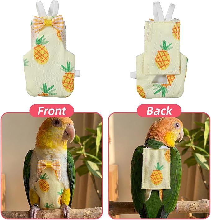7 Pcs Bird Diaper, Cute Parrot Diaper with Waterproof Inner, Reusable Chicken Pants Bird Flight Suit for Parakeet, Cockatie,l Mini Macaw, Canary, Pet Chicken & Duck