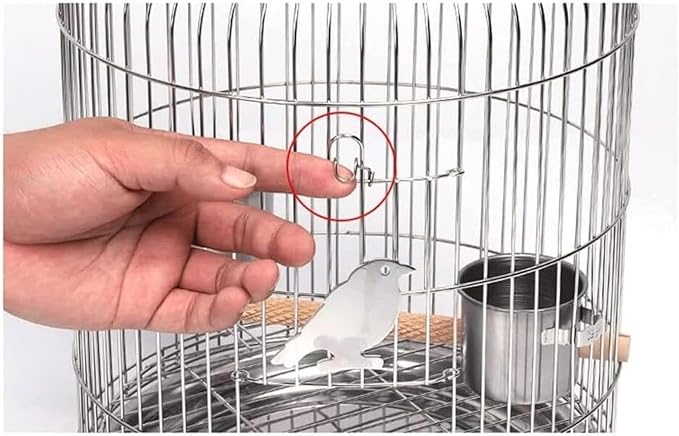 Birdcage Indoor Outdoor Bird Cage Metal Round Birdcages Large Hanging Bird Carriers Parrot Flight Cage for Travel Home Flight Cage for Birds(37cm)