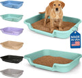 Dog Litter Box, Apple Green Color, Large Size, Durable & Pet Safe Puppy Litter Box, Indoor Open Top Entry Dog Litter Pan, Comfortable for Dogs, Great for Dogs up to 20 lbs (2 Pack)