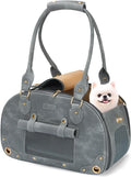 PetsHome Dog Carrier Purse, Pet Bag Bling Waterproof Premium Leather Pet Travel Portable Bag for Cat and Small Dog Home & Outdoor Small Grey