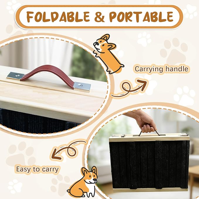 Large Dog Pet Ramp for Bed Couch Car 5 Adjustable Height Pet Step with Non-Slip Mat 9.06" to 20.8" Foldable Dog Steps for Small Large Old Dogs Cats
