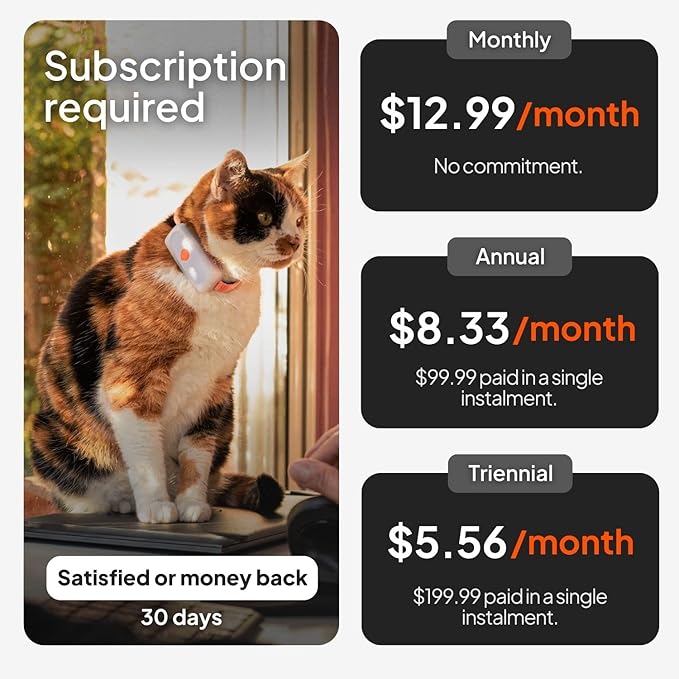 Weenect Cat XS - New GPS Tracker for Cats | Real-time Mini GPS Tracker for Cats | Smallest Model on The Market | Collar Included | Subscription Required