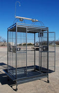 Extra Large Double Ladders Open Play Top Wrought Iron Bird Parrot Parakeet Finch Macaw Cockatoo Cage, Include Seed Guard and Toy Hook (35.5" L x 30.5" W x 66" H, Black Vein)