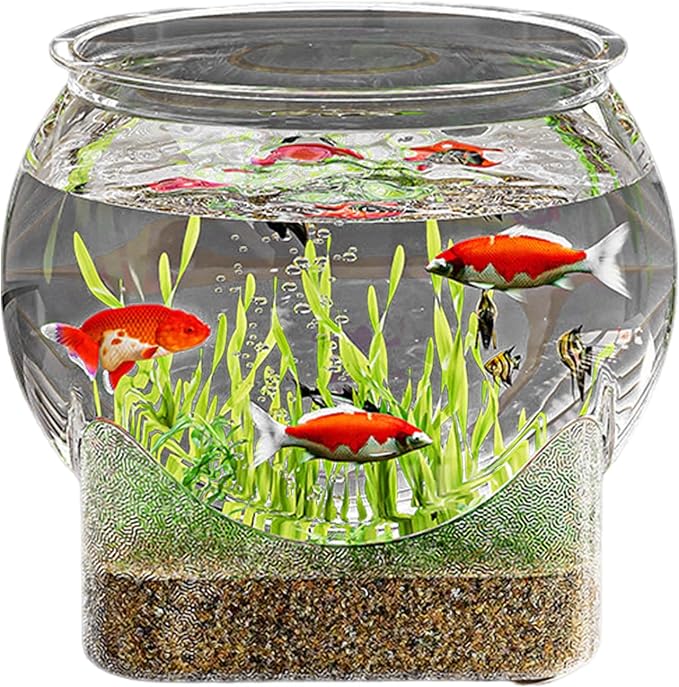 Round Clear Aquarium, Modern Compact Fish Tank, Hydroponic Planter Impact-Resistant for Home/Bedroom/Children's Room/Bathroom Desk/Workplace/Dorm
