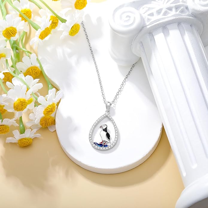 KZX Cat/Dog/Phoenix/Eagle/Whale/Shark/Puffin/Starfish/Chicken/Butterfly/Owl/Bee/Frog/Seahorse Necklace Sterling Silver Animal Pendant Jewelry Gift for Women