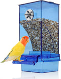 kathson No-Mess Bird Cage Feeder Automatic Parrot Feeders Seeds Container Acrylic Finch Foraging Feeders Parakeet Food Dispenser Cage Accessories for Small Birds Canary Budgie Lovebirds