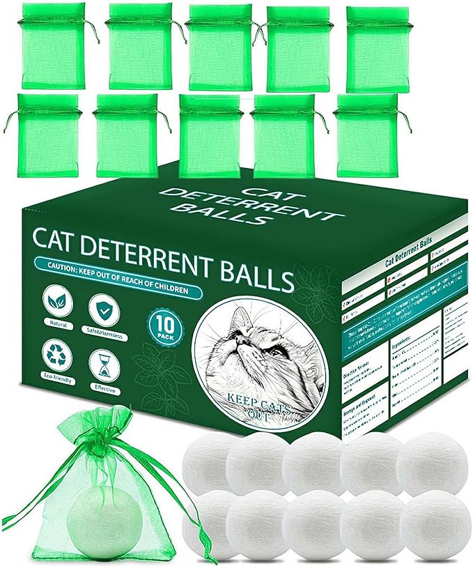 10/12 Pack Dog Deterrent, Cat Repellent Spray, Safe and Effective Formula, for Indoor Outdoor Use, Protects Gardens Furniture from Scratching Digging, Pet and Plant Friendly. (White 10pcs)