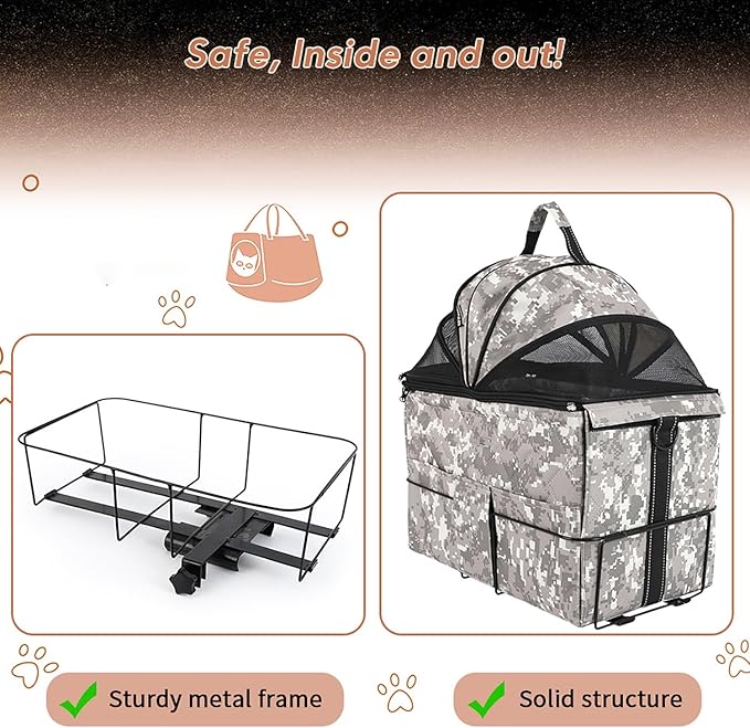 Rear-Mounted Dog Carrier for Bikes — Dog Bike Booster Seat with Breathable Mesh, Padded Interior & Safety Harness, Foldable Pet Bike Seat for Small/Medium Dogs, Waterproof Cover Option