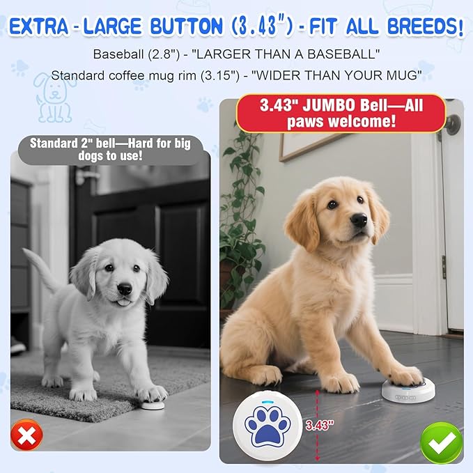 ChunHee Dog Training Bells for Door - Dog Door Bell for with 28 Custom Sounds | Dog Bell for Door Potty Training | Chew-Proof & Adjustable Volume (0-115dB) | Teach Puppies to Signal to Go Outside