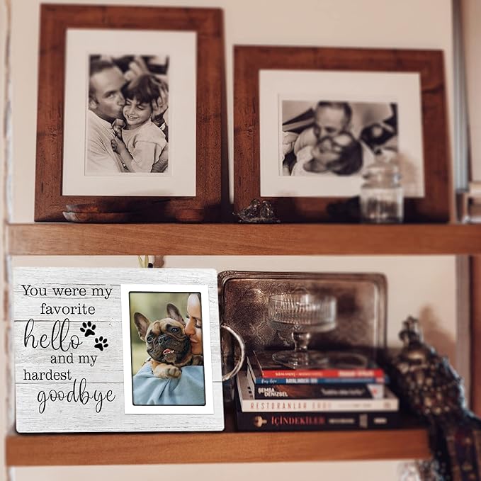 SteadStyle Dog Memorial Picture Frame, Sympathy Gift for Loss of Dog, Fits 5x7in Photo