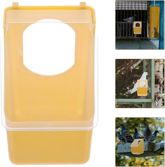 BESTonZON Cage Pigeon Feeder 2pcs Plastic Hanging Single Hole Bird Food Container with Lid for Parakeet Cage Accessories Small Bird Feeding Supplies
