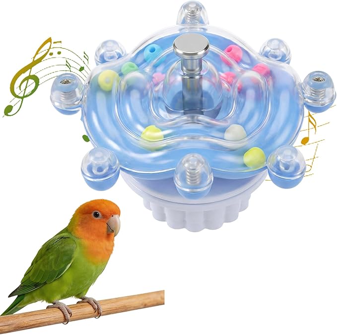 1 Pcs Bird Toys for Parakeets, Parrot Spinner Toy, Colorful Parakeet Toys Wheel, Interactive Spinner Rattle Parrot Toys for Bird Cage, Accessories for Entertainment Chewing Exercise, Blue