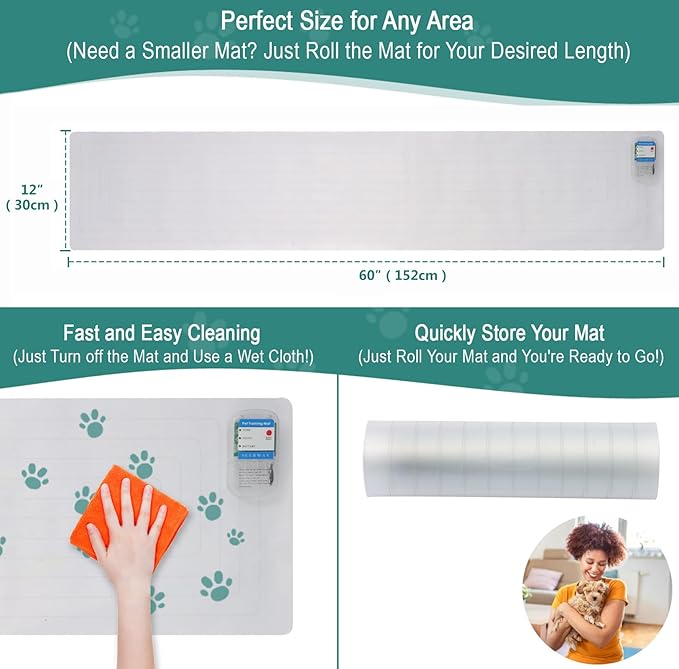SEERWAY Scat Pet Shock Mat 2 Pieces, Shock Pads for Dogs and Cats Training Indoor, Electric Repellent Mat Keeps Pets Off Couch, Sofa, Countertop, 3 Modes, 2 Pieces Same Size, Battery Operated
