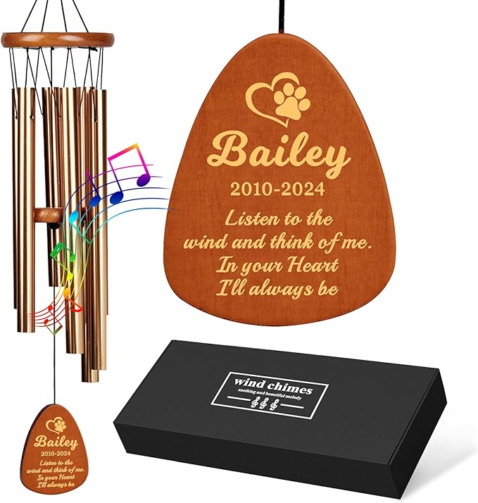 Personalized Dog Memorial Gifts for Loss of Dog, 25.5'' Pet Memorial Gifts for Dogs, Pet Memorial Wind Chimes, Loss of Dogs Sympathy Gift, Pet Passing Away Gift for Loss Loved One(Design 1)
