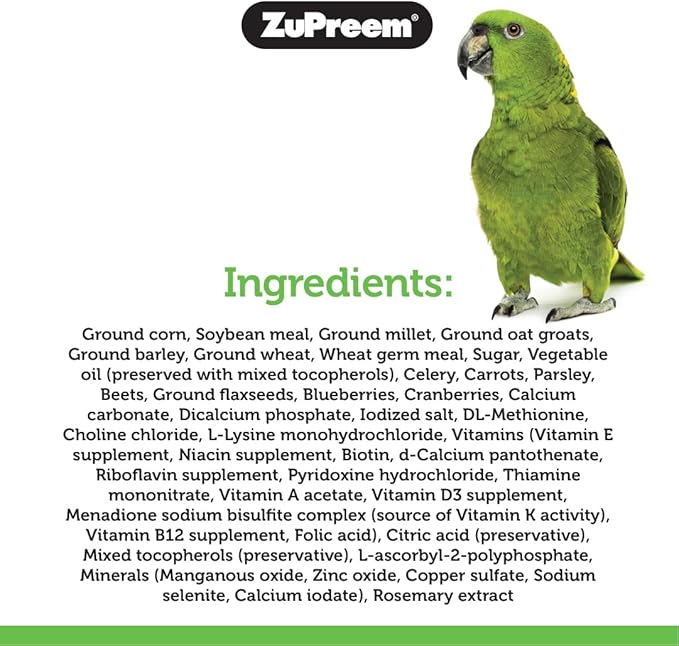 ZuPreem Natural Bird Food, Bird Feed Pellets for Parrot, Conure, Caique, African Grey, Eclectus, Small Cockatoo, ZuPreem Core Nutrition, Made in USA, Added Vitamins, Parrot Food, (M/L, 10 lb Bag)