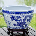 Fish Tabk Chinese Style Blue and White Ceramic Goldfish Bowl Fish Tank Balcony Fish Culture Tank Courtyard Lotus Tank Turtle Tank Aquarium Starter Kits Cool Fish Tank(Color:B,Size:42cm)