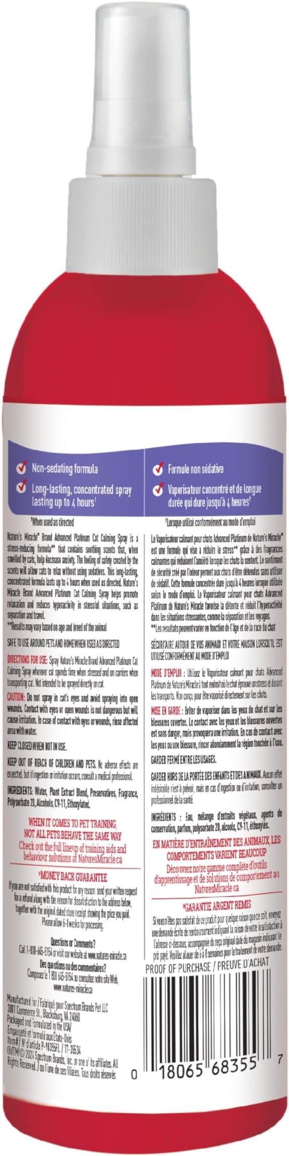 Nature's Miracle Cat Calming Spray,8 Ounces,Stress-Reducing Formula for Cats,(Pack of 2)