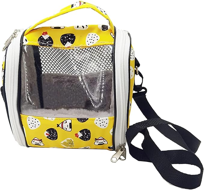 Bird Carrier Small Animals Travel Bag Portable Parrot Cage with Plush Lining Transparent Window Breathable Case