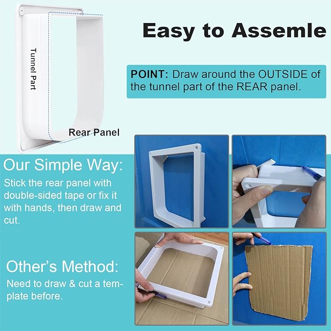 Cat Door, Safety Pet Door with 4 Way Lock, Weatherproof & Easy Installation Cat Flap Door for Interior Exterior Door, Window, Wall(Medium, 5.98in x 5.7in Flap)