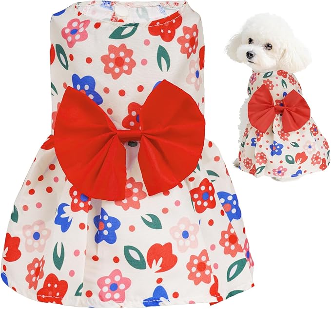 choyaxo Floral Dog Dress Cute Dog Skirt Pet Dress Summer Pet Clothes for Puppy Small Cats