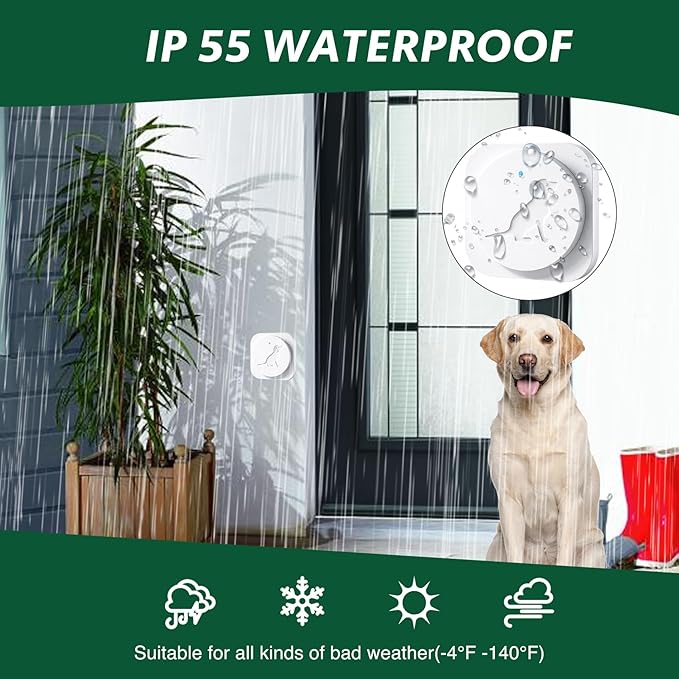 Dog Door Bell for Potty Training, Smart Wireless Doggie Doorbell to Go Outside, 1000 Feet Long Range with IP65 Waterproof Touch Button, 20 Melodies & Adjustable Volume (2 Button)