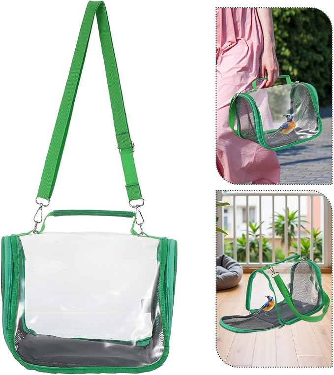 DOITOOL Small Bird Travel Cage Carrier Portable Bird Travel Carrier Bag Lightweight Green for Outdoor and Vacation Use
