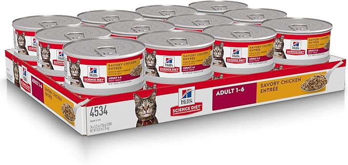 Hill's Science Diet Adult 1-6, Adult 1-6 Premium Nutrition, Wet Cat Food, Chicken Minced, 5 oz Can, Case of 24