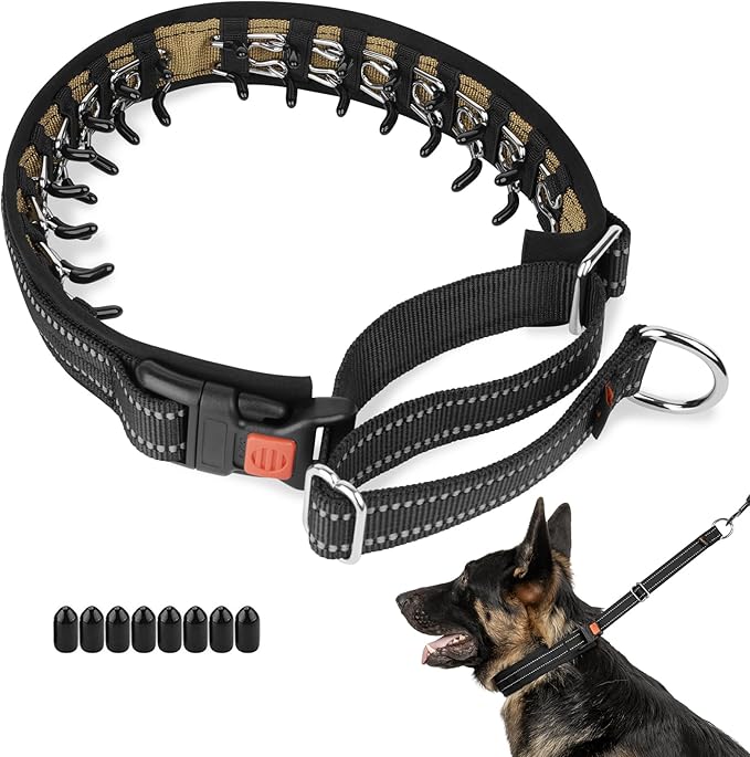 Mayerzon Martingale No Pull Collar for Medium Large Dogs German Shepherd Doberman Pitbull, Patented Anti Pull Correction Dog Collar for Walking Training, Reflective, Adjustable, Hidden(M, Black)