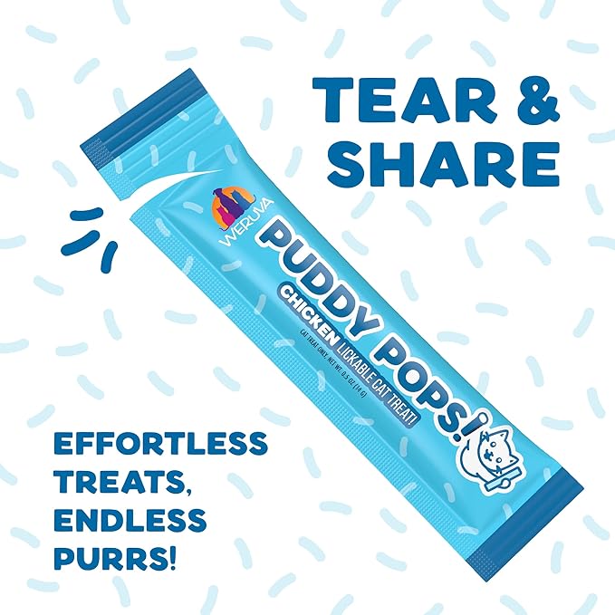 Weruva Puddy Pops, Chicken Lickable Cat Treats, 0.5oz Tube, Pack of 5