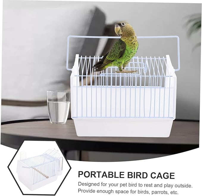 1set Portable Bird Carrier for Travel Compact Pet Bird Cage Handle for Outings Hiking and Shopping for Parrots and Small White Small