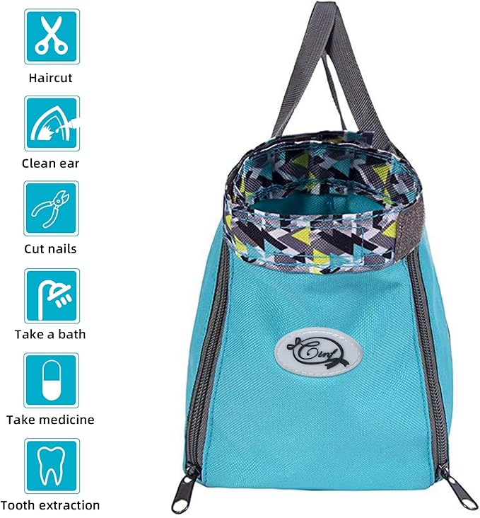 Cinf Cat Nail Clipping Cleaning Grooming Restraint Bag No Scratching Biting for Nail Trimming Injecting Examining(Blue,L)