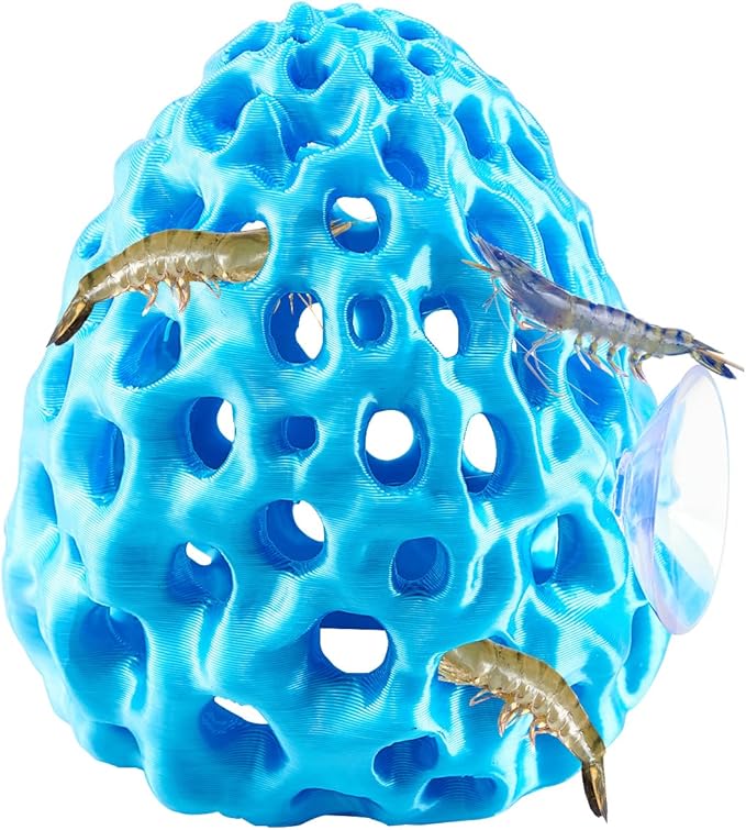 Shrimp Dome Hide, Shrimp Hides for Aquarium, Betta Fish Hideout with Suction Cup, Betta Habitat Tank Ornament Accessories, Aquarium Decor for Small Fish Guppy Hiding Resting (Blue)