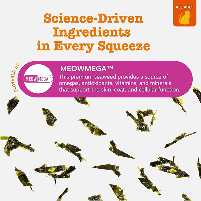 Zesty Paws Omega Cat Mousse Squeezable Cat Treats - with Seaweed, Omega Fatty Acids, Antioxidants Vitamins & Minerals - Skin & Coat Support for Cats - Tuna Fish Flavor - 18 Count (Pack of 2)