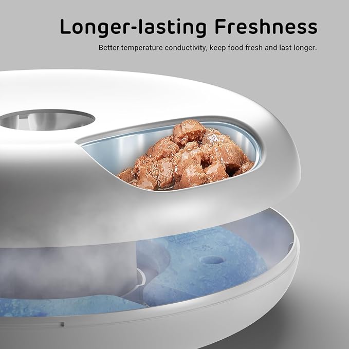 iPettie Upgraded Replacement Food Tray for Donut Frost Automatic Cat Feeder - Corrosion Resistant 304 Stainless Steel, 6 Isolated Portions, Waterproof and Dishwasher Safe