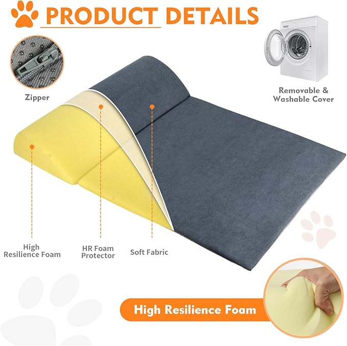 Dog Bolster Pillow for Large Dog, Benefit for Cervical Vertebra and Neck, Headrest with High Resilience Foam, Easy to Carry, Machine Washable Cover＆Easy to Clean(Large)