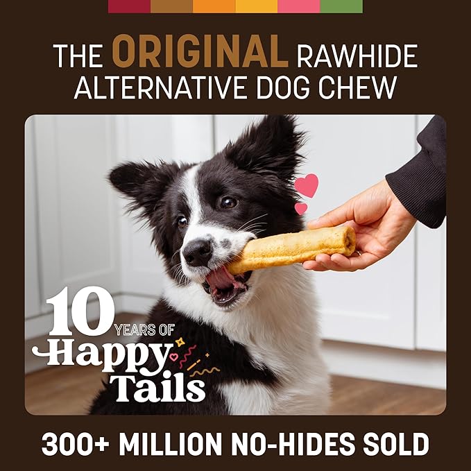 Earth Animal No Hide Chews - Long Lasting Rawhide Free Medium Dog Chews Rolls, Venison - 6 Count