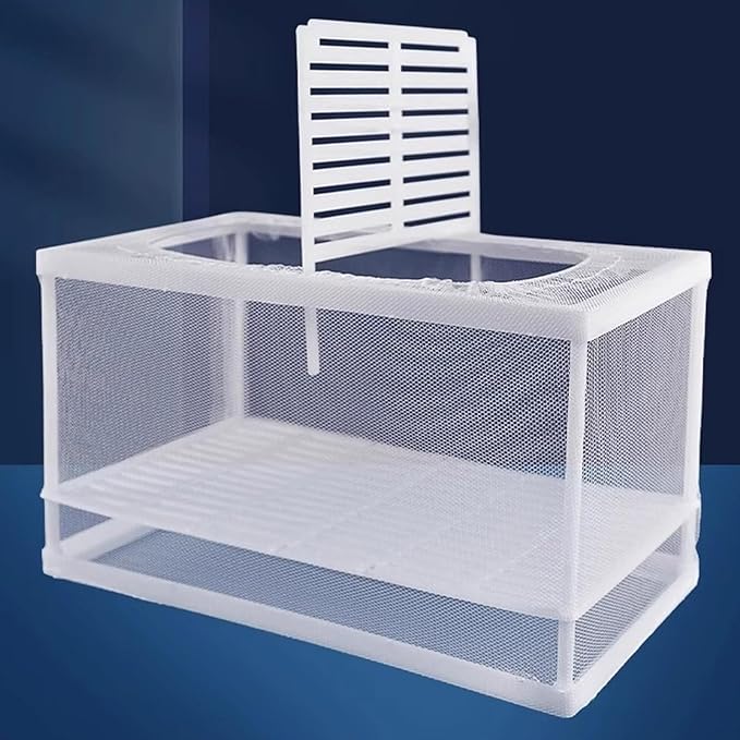 2PCS Protective Aquariums Breeding Cage Netting Nursery Tanks with Suction Cup for Fry Rearing and Secure Observation Fish Breeding Box with Suction Cup