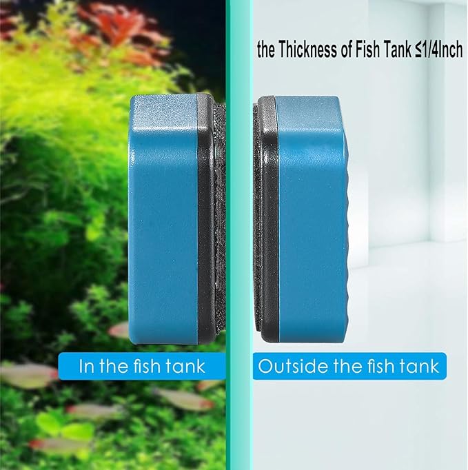 AquariumMini Magnetic Cleaner for Acrylic Tank and Glass Fish Tank Magnet Brush Algae Scraper No Floating