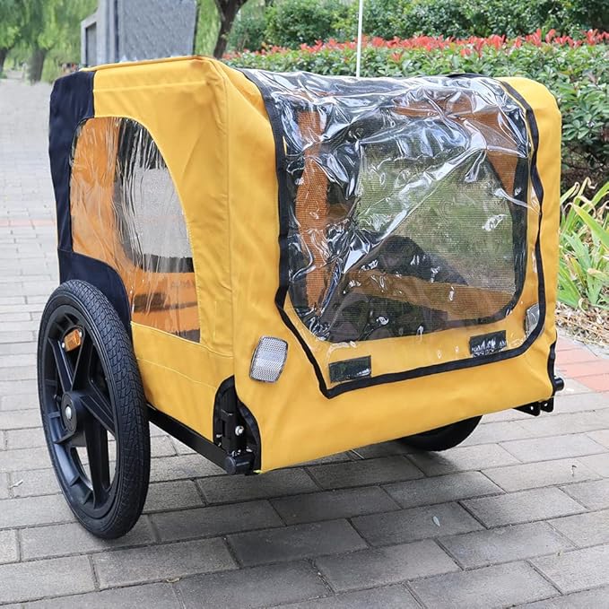 HomVent Dog Bike Trailer - Folding Pet Carrier Wagon with 16 Inch Wheels for Small and Large Dogs