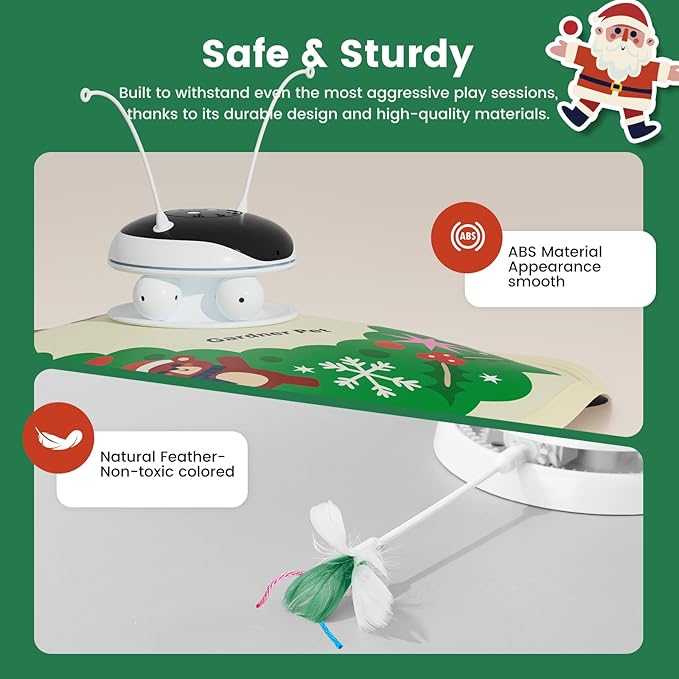 Gardner Pet Interactive 5in1 Cat Toys Chargeable,Moving Feather,Laser Pointer,Track Ball,Hide and Seek,Real Bird Sing,Touch/Sound Activated Cat Kitten Toy Exercise Toys for Indoor Bored Cats, 600mAh