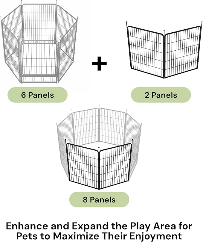 SunsGrove Dog Playpen Outdoor, Heavy Duty 40 Inch 2 Panels Play Pen for Medium and Large Dogs, Free and Safe Play Dog Fence, Black