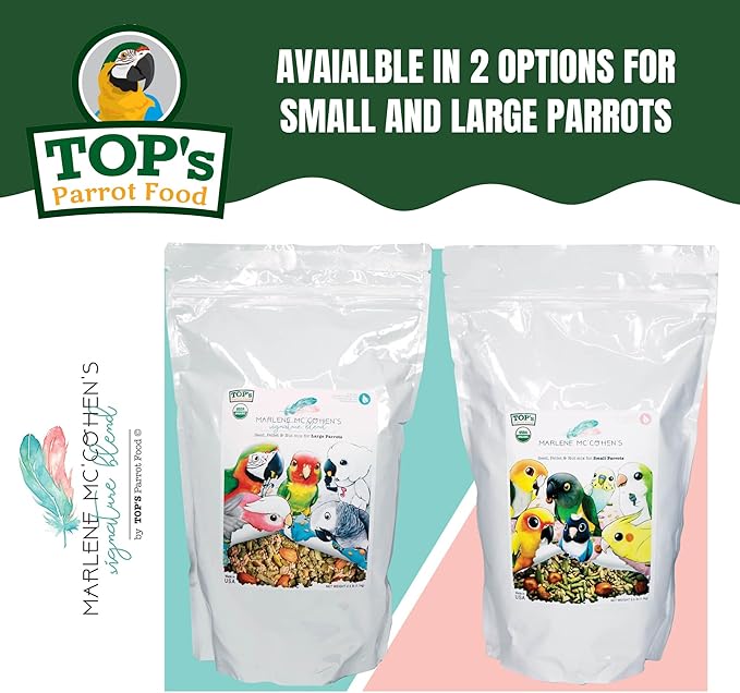 TOP's Parrot Food Marlene Mc'Cohen's USDA Certified Organic Signature Blend Bird Seed and Pellet Mix for Small Birds 2.5lbs
